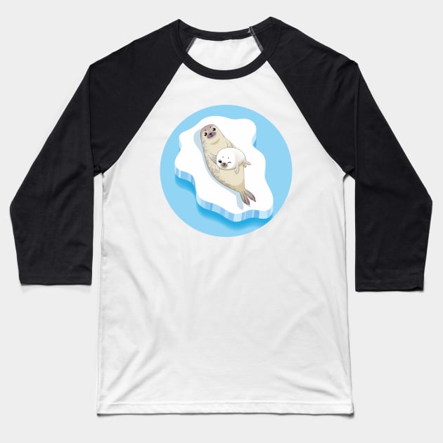 Cute seals family cartoon character design. vector Illustration. Baseball T-Shirt by tomodaging